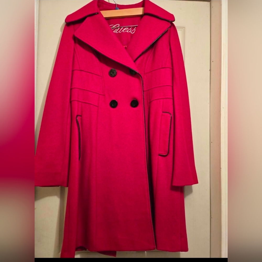 Guess Women's Vibrant Pink Trench Coat